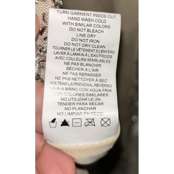 Jump Apparel Long Nude Sequin Dress Tulle Tie Back Junior Size 9/10 - Picture 9 of 10